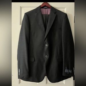 Zanetti Men's 48L Suit Jacket :Pants42 R Charcoal Gray  Wool Lanificio Di Biella